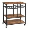 VASAGLE ALINRU Kitchen Cart, Food Storage Shelf With Metal Mesh Basket, Bottle Holder And Storage Shelves, 15.7 X 31.5 X 34.1 Inches, Industrial Style, Rustic Brown UKKS80X 2 VASAGLE ALINRU Kitchen Cart, Food Storage Shelf With Metal Mesh Basket, Bottle Holder And Storage Shelves, 15.7 X 31.5 X 34.1 Inches, Industrial Style, Rustic Brown UKKS80X -Amazon Store 5109R7AOThL