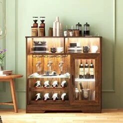 LVSOMT Buffet Cabinet With Storage, Kitchen Storage Cabinet, Industrial Farmhouse Barn, Coffee Bar Table, Multipurpose Side Console Table (White) -Amazon Store 510GpQvFUQL. AC