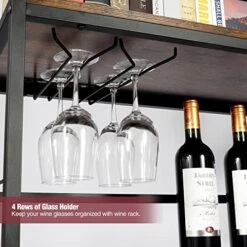 ALAPUR Industrial Wine Rack Table, Freestanding Wine Bar Table With Glass Holder And Bottle Shelf, Table Bar With Wine Storage, Brown 41''x16''x37'' -Amazon Store 510MQ17bsCL