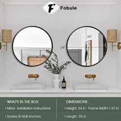Fobule Black Round Mirror 24 Inch, Wall Mounted Circle Mirror For Bathroom, Large Decorative Hanging Vanity Mirrors For Living Room, Bedroom, Entryway 14 Fobule Black Round Mirror 24 Inch, Wall Mounted Circle Mirror For Bathroom, Large Decorative Hanging Vanity Mirrors For Living Room, Bedroom, Entryway -Amazon Store 510MvpzOgWL