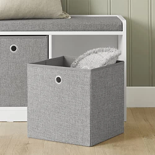 Haotian FSR65-DG, Grey 3 Baskets Hallway Bedroom Storage Bench With Seat Cushion, Shoe Bench, Shoe Rack, Shoe Cabinet 8 Haotian FSR65-DG, Grey 3 Baskets Hallway Bedroom Storage Bench With Seat Cushion, Shoe Bench, Shoe Rack, Shoe Cabinet - Image 6