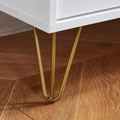 Ansley&HosHo-US White Sideboard Storage Cabinet, Modern Buffet Console Table Cupboard With 2 Doors For Kitchen Living Room Dining Room Entry Hallway Furniture, Credenza Sideboard Buffet Organizer -Amazon Store 510QtYtQiTL