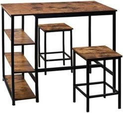 VEIKOU 47'' Bar Height Table Industrial Dining Table, Counter Height Bar Table With Adjustable Legs, Tall Pub Table With Metal Frame, Rustic Brown -Amazon Store 510S2wRgbTL. AC