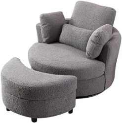GoDoco 42" W Swivel Accent Barrel Chair Set Lounge Club Big Round Sofa With 4 Pillows And Storage Ottoman For Living Room And Bedroom (Black + Chenille) 27 GoDoco 42" W Swivel Accent Barrel Chair Set Lounge Club Big Round Sofa With 4 Pillows And Storage Ottoman For Living Room And Bedroom (Black + Chenille) -Amazon Store 510XQOCUB9L. AC