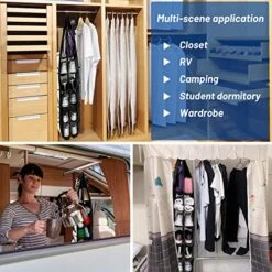 PENGFULL Hanging Shoe Organizer Rack,Closet Hanging Organizer,Side Pockets Have 27 Pockets,4 Self-Adhesive Straps, Can Be Used For Several Things.Perfect For Closets, RVs, Campers, Student Dormitory -Amazon Store 510YiXJqDOL