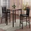Home Source 3-Piece Bistro Set With Counter Height Black Faux Marble Table And 2 Textured Faux Leather Side Chairs (Black/Brown) -Amazon Store 510cqqWlNWL