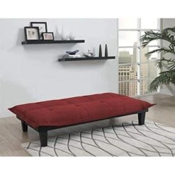 DHP Lodge Convertible Futon Couch Bed With Microfiber Upholstery And Wood Legs, Red -Amazon Store 510crH25RLL