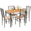 NAFORT 5-Piece Dining Table Set For 4, Vintage Kitchen Rectangular Table And 4 Padded Chairs Set W/Metal Frame Wood Tabletop For Home Kitchen Dining Room Furniture Set For 4, Natural 1 NAFORT 5-Piece Dining Table Set For 4, Vintage Kitchen Rectangular Table And 4 Padded Chairs Set W/Metal Frame Wood Tabletop For Home Kitchen Dining Room Furniture Set For 4, Natural -Amazon Store 510sIhdCUAL