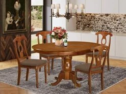 EAST WEST FURNITURE 7 Pc Dining Room Set-and Oval Dining Table With Leaf And 6 Dining Chairs -Amazon Store 510tar4zVTL. AC