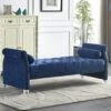 Mathias 71-inch Rolled Arm Velvet Button Tufted Upholstered Bench For Bedroom End Of Bed Chaise Lounge Fabric Long Ottoman Couch Window And Living Room Footrest Stool (Blue) -Amazon Store 510ygRAlWKL