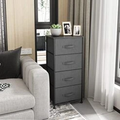 Sehloran 4 Drawer Dresser For Bedroom, Dessers Storage Tower, Chests Of Drawers, Removable Tall Fabric Bins, Dresser Organizers Unit For Hallway, Entryway, Closets, Wood Top, Gray -Amazon Store 5113ebrQERL