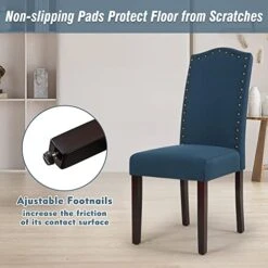 LSSPAID Dining Chairs Set Of 4, High Back Fabric Upholstered Parsons Dining Room Chairs, Nail Head Trim Dining Chair, Turquoise -Amazon Store 511LVAsK6ML