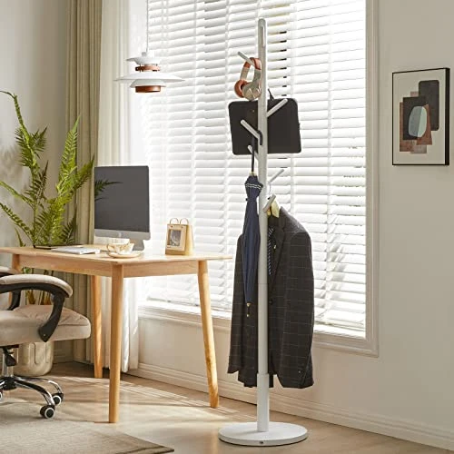Aibiju Standing Coat Rack Stand With 8 Hooks And 3 Height Options, Wood Kids Coat Tree With Sturdy Round Base, Small Hall Tree Coat Rack White YD-1009 7 Aibiju Standing Coat Rack Stand With 8 Hooks And 3 Height Options, Wood Kids Coat Tree With Sturdy Round Base, Small Hall Tree Coat Rack White YD-1009 - Image 5