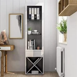 Furniture Of America Mette Transitional Wood Multi-Storage Curio In White Oak -Amazon Store 511WRXGRDHS