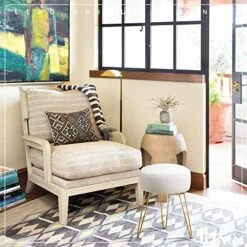 LUE BONA Vanity Stool, White Vanity Stools For Makeup Room, Round Ottoman Foot Stool, Velvet Footrest Vanity Chair For Bathroom Vanity, Bedroom, Living Room, Entryway, Offices -Amazon Store 511egsduOgL