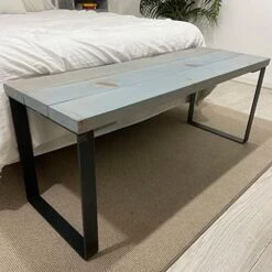 Barn Walls End Of Bed Bench With Metal Legs, Accent Bench, Entryway Bench, Ottoman Bench, Living Room Bench, Dining Bench, Kitchen Bench, Table Bench. Blue Powderwash. Fits California King. -Amazon Store 511f6kpettL. AC