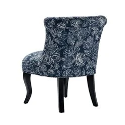 TINA'S HOME Modern Fabric Armless Accent Chairs Set Of 2, Upholstered Fabric Button Single Sofa Chair With Wooden Legs For Living Room, Comfy Tufted Bedroom Chairs For Dining Room (Navy) -Amazon Store 511i3RWovvL