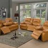 A Ainehome Sectional Recliner Sofa Set Bonded Leather 3 PCS Motion Sofa Loveseat Recliner Couch Manual Reclining Chair With Drop Down Table & Central Console For Living Room (Ginger,3 Piece Set) -Amazon Store 511p9KnBMML