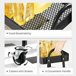 SONGMICS 3-Tier Rolling Cart, Metal Storage Cart, Kitchen Storage Trolley With 2 Brakes And Handles, Utility Cart, Easy Assembly, For Painting Utensils Bedroom Laundry Room, Black UBSC068B01 -Amazon Store 511r1CDNB1S