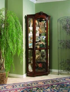 Pulaski Corner Curio, 33 By 24 By 78-Inch, Brown