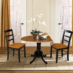 International Concepts 3-Piece 42-Inch Dual Drop Leaf Pedestal Table With 2 Madrid Chairs, Black/Cherry Finish 10 International Concepts 3-Piece 42-Inch Dual Drop Leaf Pedestal Table With 2 Madrid Chairs, Black/Cherry Finish -Amazon Store 511yht4eRrL