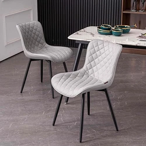 YOUTASTE Black Dining Chairs Set Of 2 PU Leather Diamond Upholstered Modern Kitchen Dining Room Chairs Metal Thick Bar Counter Chairs High Back Home Kitchen Restaurant 10 YOUTASTE Black Dining Chairs Set Of 2 PU Leather Diamond Upholstered Modern Kitchen Dining Room Chairs Metal Thick Bar Counter Chairs High Back Home Kitchen Restaurant - Image 8