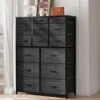 EnHomee Dresser For Bedroom With 15 Drawers, Tall Dressers For Bedroom With Heavy Duty Wood And Metal, Large Bedroom Dressers & Chest Of Drawers For Bedroom, Closets, Living Room, Black Wood Grain -Amazon Store 5124xLDUrvL