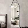 Otlsh 16"x48" Arched Mirror, Wall Mirror, Hanging Mirrors With Leather Strap, Full Length Mirror, Wall Mounted Arch Mirror, For Living Room, Bathroom, Bedroom, Entryway -Black -Amazon Store 51277S0KEwL