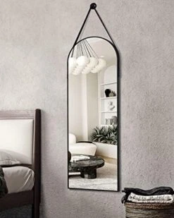 Otlsh 16"x48" Arched Mirror, Wall Mirror, Hanging Mirrors With Leather Strap, Full Length Mirror, Wall Mounted Arch Mirror, For Living Room, Bathroom, Bedroom, Entryway -Black -Amazon Store 51277S0KEwL. AC