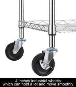 Finnhomy 3 Tier Heavy Duty Commercial Grade Utility Cart, Wire Rolling Cart With Handle Bar, Steel Service Cart With Wheels, Utility Shelf Plant Display Shelf Food Storage Trolley, NSF Listed -Amazon Store 512C9UvsESL