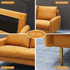 INSTORY Velvet Sofa Set Modern Sofa & Loveseat Set 2 Piece Tufted Couch Set With Metal Legs For Living Room, Office, Bedroom - Ginger 20 INSTORY Velvet Sofa Set Modern Sofa & Loveseat Set 2 Piece Tufted Couch Set With Metal Legs For Living Room, Office, Bedroom - Ginger -Amazon Store 512GAKJFUjL