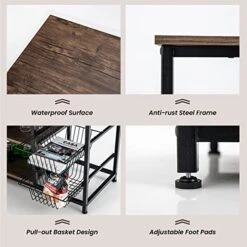 PETSITE Kitchen Bakers Rack, 4-Tier Coffee Bar Station With 2 Pull-Out Baskets, Industrial Microwave Oven Stand, Free Standing Utility Storage Shelf -Amazon Store 512GHSGyKgL