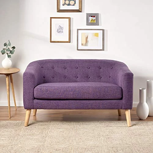 Christopher Knight Home Bridie Mid-Century Modern Loveseat, Muted Purple Fabric 4 Christopher Knight Home Bridie Mid-Century Modern Loveseat, Muted Purple Fabric - Image 2