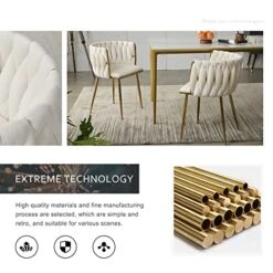 Tsuysi Velvet Dining Chairs Set Of 4, Modern Dining Chair With Golden Metal Legs, Woven Upholstered Dining Chairs For Dining Room, Kitchen, Vanity, Living Room (Beige) 22 Tsuysi Velvet Dining Chairs Set Of 4, Modern Dining Chair With Golden Metal Legs, Woven Upholstered Dining Chairs For Dining Room, Kitchen, Vanity, Living Room (Beige) -Amazon Store 512OhfvVOzL