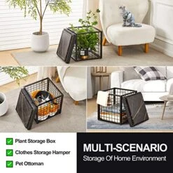 Mxfurhawa Iron Mesh Storage Ottoman, 55L Multipurpose Ottoman With Storage For Bedroom And Livingroom, Faux Leather Black Footrest With Foam Padded Seat, Support 350lbs 16 Mxfurhawa Iron Mesh Storage Ottoman, 55L Multipurpose Ottoman With Storage For Bedroom And Livingroom, Faux Leather Black Footrest With Foam Padded Seat, Support 350lbs -Amazon Store 512TElq5KyL