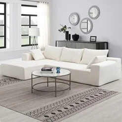 Melpomene Modular Sectional Sofa, Modern Minimalist 109" L-Shape 2 PC Free Combination Upholstered Sleeper Sofa Couch,White