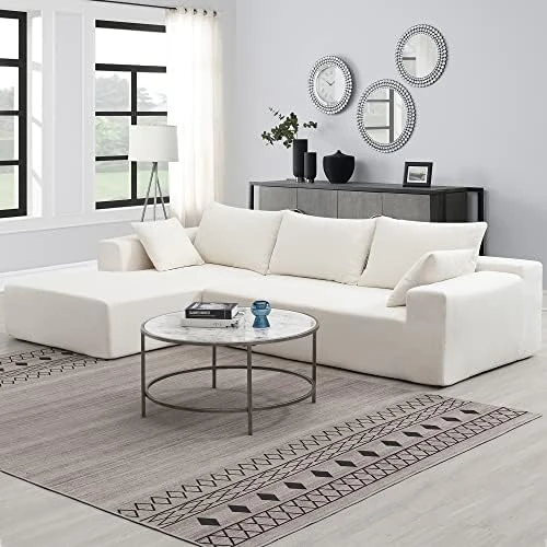 Melpomene Modular Sectional Sofa, Modern Minimalist 109" L-Shape 2 PC Free Combination Upholstered Sleeper Sofa Couch,White 10 Melpomene Modular Sectional Sofa, Modern Minimalist 109" L-Shape 2 PC Free Combination Upholstered Sleeper Sofa Couch,White - Image 8