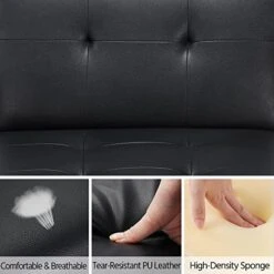 Topeakmart Faux Leather Chaise Lounges Convertible Chaise Futon Adjustable Chaise Sleeper 3 Positions For Sitting Lounging Sleeping -Amazon Store 512gXWN2kML