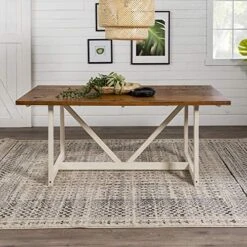 Walker Edison Modern Farmhouse Dining Table Wood Small Dining Room Table Sets Dining Chairs. 72 Inch. White And Rustic Oak 13 Walker Edison Modern Farmhouse Dining Table Wood Small Dining Room Table Sets Dining Chairs. 72 Inch. White And Rustic Oak -Amazon Store 512jtqwaymL