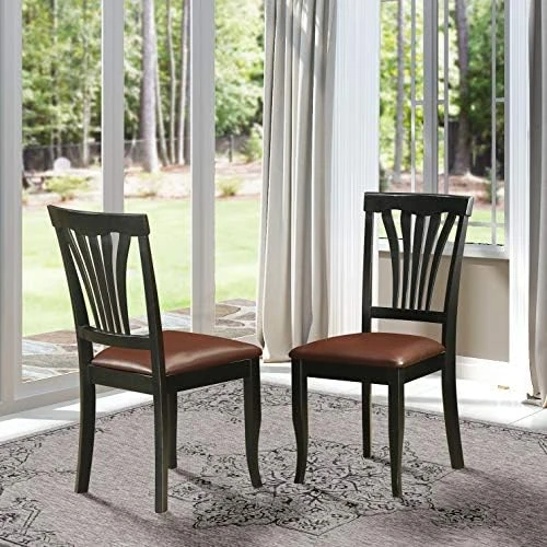 East West Furniture AVC-SBR-LC Avon Dining Chairs - Faux Leather Upholstered Wood Chairs, Set Of 2, Saddle Brown 8 East West Furniture AVC-SBR-LC Avon Dining Chairs - Faux Leather Upholstered Wood Chairs, Set Of 2, Saddle Brown - Image 6