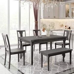 5 Piece Dining Table Set, Kitchen Table Sets, Counter Height Dining Table Set With Faux Marble Dining Table And 4 Upholstered-Seat Chairs, Dining Room Table Set For Kitchen/Living Room, Gray -Amazon Store 512rosWUIFL. AC