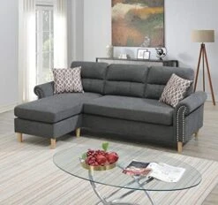 Poundex 2 Piece Reversible Sectional, Slate -Amazon Store 512wOFDI5wL. AC