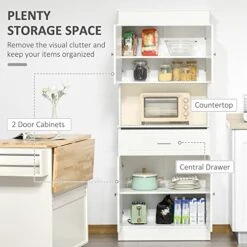 HOMCOM 72" Kitchen Buffet With Hutch, Freestanding Pantry Cupboard With Utility Drawer, 2 Door Cabinets And Countertop, White Wood Grain 12 HOMCOM 72" Kitchen Buffet With Hutch, Freestanding Pantry Cupboard With Utility Drawer, 2 Door Cabinets And Countertop, White Wood Grain -Amazon Store 51308hQ5lnL