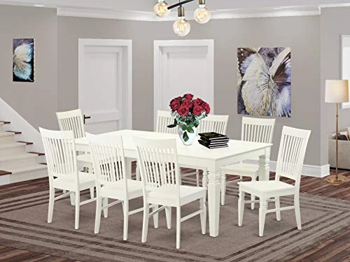 East West Furniture Dining Table Set, 9-Piece, ALGWE9-LWH-W 3 East West Furniture Dining Table Set, 9-Piece, ALGWE9-LWH-W