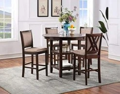 New Classic Furniture Amy 5-Piece Counter Dining Table Set, Bisque -Amazon Store 5137xWDUaAS. AC