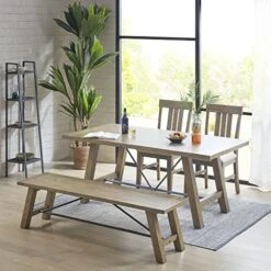 INK+IVY Sonoma Solid Wood Dining Table, Rectangular With Rustic Metal Truss Accent,Trestle Legs, Easy Assembly, Industrial Country, For Kitchen, Entryway, Family, Or Bedroom, Reclaimed Grey -Amazon Store 513JCY1xTNL