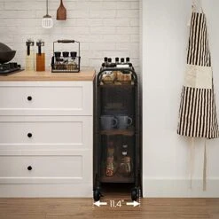 VASAGLE Serving Cart, Slim Kitchen Cart For Narrow Spaces, Rolling Storage Cart And Organizer Utility Cart With Wheels, Easy Assembly, For Kitchen, Bathroom, Rustic Brown And Black ULRC66BX 10 VASAGLE Serving Cart, Slim Kitchen Cart For Narrow Spaces, Rolling Storage Cart And Organizer Utility Cart With Wheels, Easy Assembly, For Kitchen, Bathroom, Rustic Brown And Black ULRC66BX -Amazon Store 513MAfgqlfL