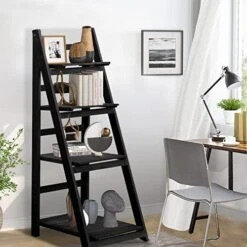 DEARYOU Ladder Shelf,4-Tier Storage Standing Organizer Modern Shelf With Metal Frame,Ladder-Shaped Plant Flower For Office,Bedroom,Living Room,Black 14 DEARYOU Ladder Shelf,4-Tier Storage Standing Organizer Modern Shelf With Metal Frame,Ladder-Shaped Plant Flower For Office,Bedroom,Living Room,Black -Amazon Store 513STOYlJCL