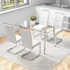 LFVFFA Glass Dining Table Set Of 4, Dining Table And Chairs Set, Modern Dining Room Furniture Set,for Dining Room,Kitchen (White Striped Chair Set, 47-inch Tempered Glass Table Top) 2 LFVFFA Glass Dining Table Set Of 4, Dining Table And Chairs Set, Modern Dining Room Furniture Set,for Dining Room,Kitchen (White Striped Chair Set, 47-inch Tempered Glass Table Top) -Amazon Store 513X6qLaTRL