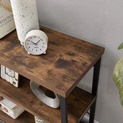 LIFUSTTG Industrial Console Table, Rustic Sofa Table For Living Room, Entry/Hallway Table With 3-Tier Open Storage Shelves, Rustic Brown 47 Inch -Amazon Store 513aKthequS